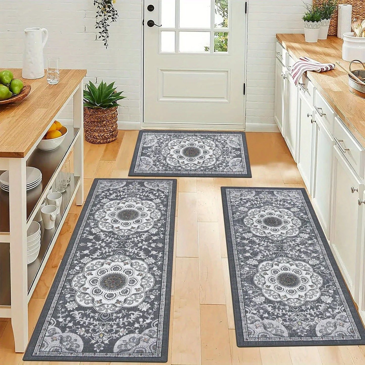 3 Pcs Set Floor Mat, Bohemian Style Rugs, Non-slip, Comfortable, Washable