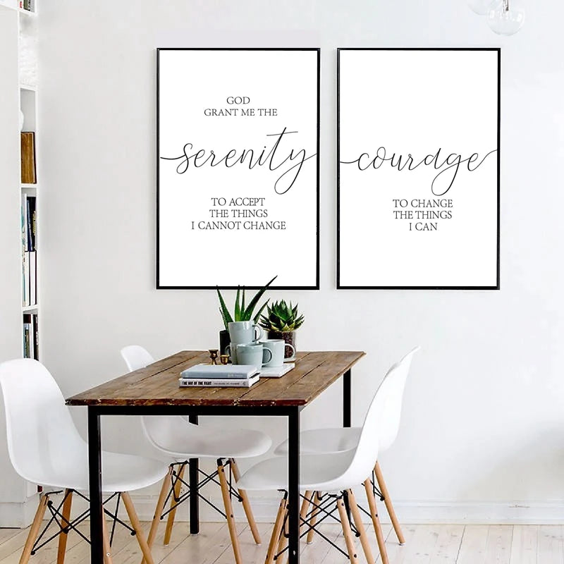 Christian Quotes, Serenity Prayer Poster, Courage, Wisdom, Typography Wall Art