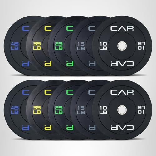 CAP Barbell 260 LB Economy Olympic Bumper Plate Set with Color Logo | Black