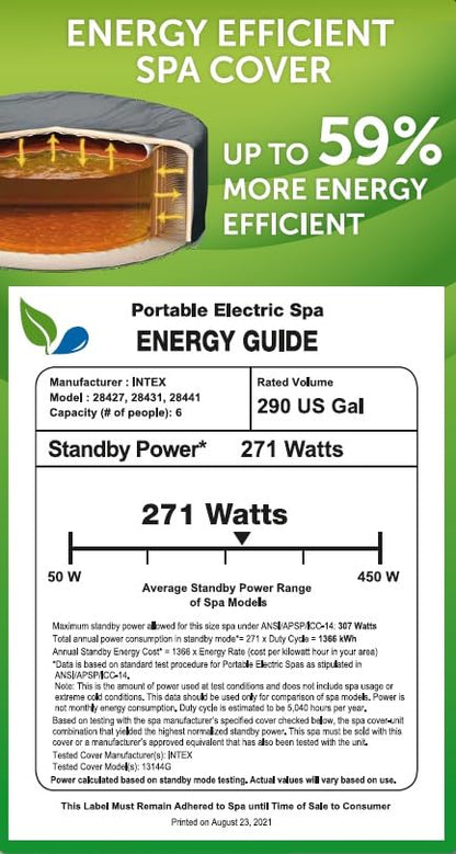 INTEX 28425EH PureSpa Bubble Massage Spa Set Outdoor Inflatable Portable Hot Tub, Includes Energy Efficient Spa Cover, Saltwater System Ready, 4 Person, 77in x 28in