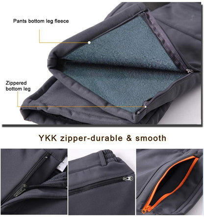 Gash Hao Mens Snow Ski Waterproof Softshell Snowboard Pants Outdoor Hiking Fleece Lined Zipper Bottom Leg (180Grey, 32W x 30L)