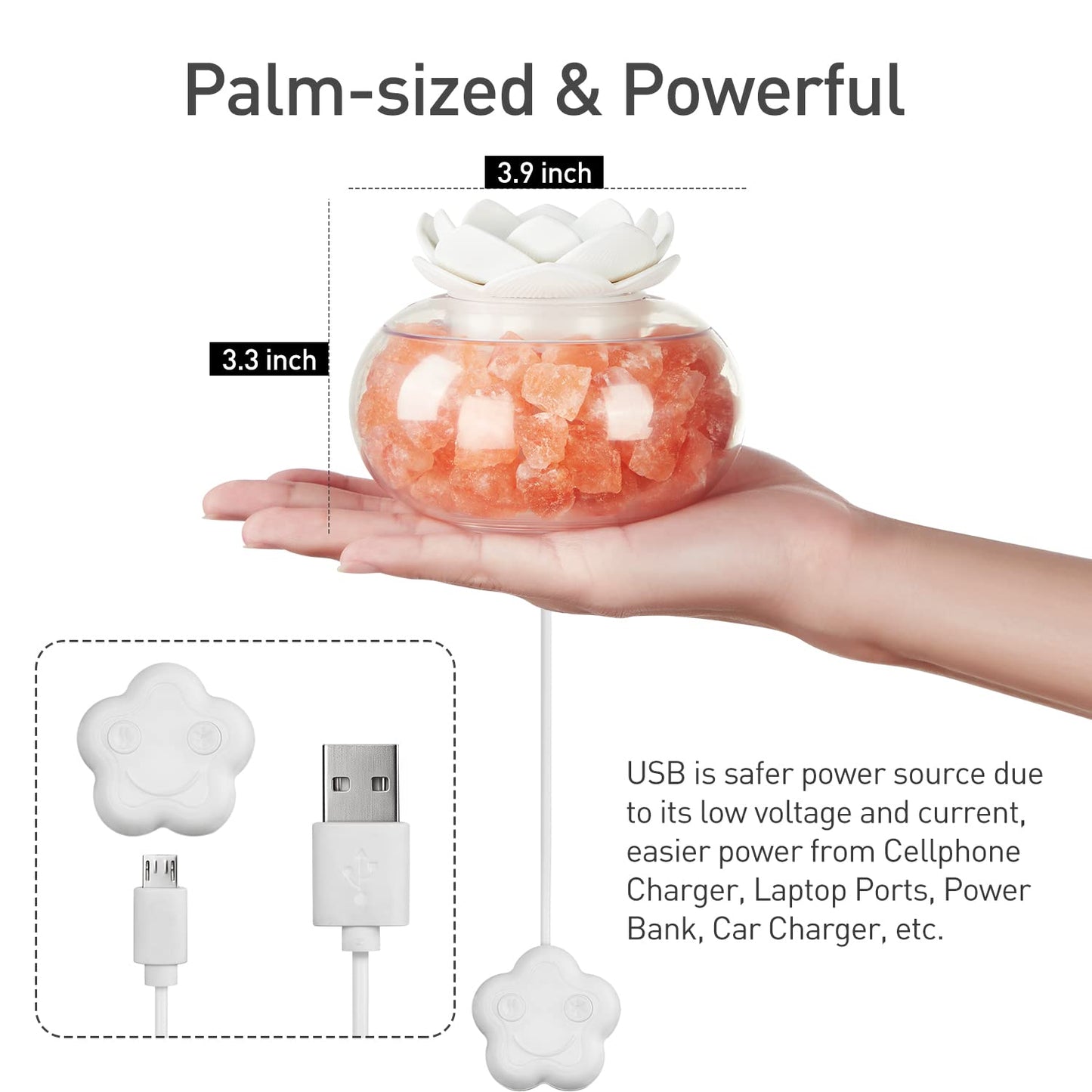 Essential Oil Diffusers Aromatherapy Diffuser: Vyaime Salt Lamp Diffuser for Home Bedroom Office, Pink Crystal Himalayan Cute Lotus Auto Shut-Off 7 Colors LED Night Light - V1103