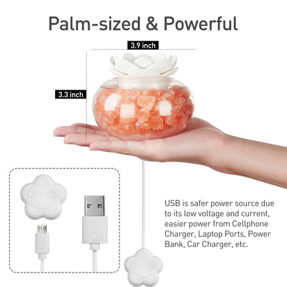 Essential Oil Diffusers Aromatherapy Diffuser: Vyaime Salt Lamp Diffuser for Home Bedroom Office, Pink Crystal Himalayan Cute Lotus Auto Shut-Off 7 Colors LED Night Light - V1103