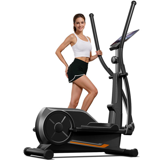 CURSOR FITNESS Elliptical Exercise Machine, Elliptical Machine for Home with 8 Levels Resistance, Silent Magnetic Elliptical Trainer with 12" Stride and LCD Monitor Max 330Lbs