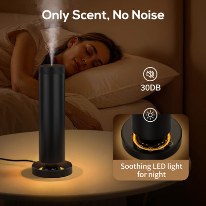 Dakomoda Waterless Diffuser with 90ML Essential Oils, Covers 1000 Sq Ft, Diffusers for Home Hotel, Adjustable Mist & Timer, Scent Diffuser Starter Kit with Night Light, Black