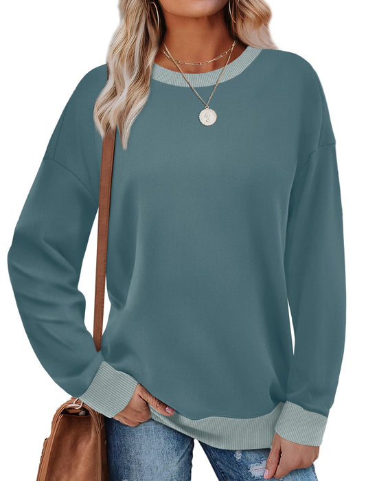 Saloogoe Women's Tops Long Sleeve T Shirts Plus Size Active Sweatshirts Cruise Travel Outfits 2025 Turquoise XL