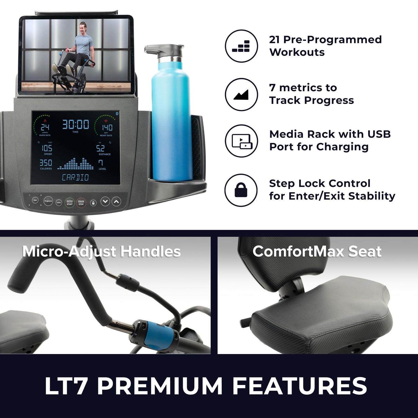 Teeter FreeStep Recumbent Cross Trainer Stepper, Zero-Impact Exercise Bike Alternative w/Patented Physical Therapy Stride, Up to 350lb, Free App w/Trainer Workouts