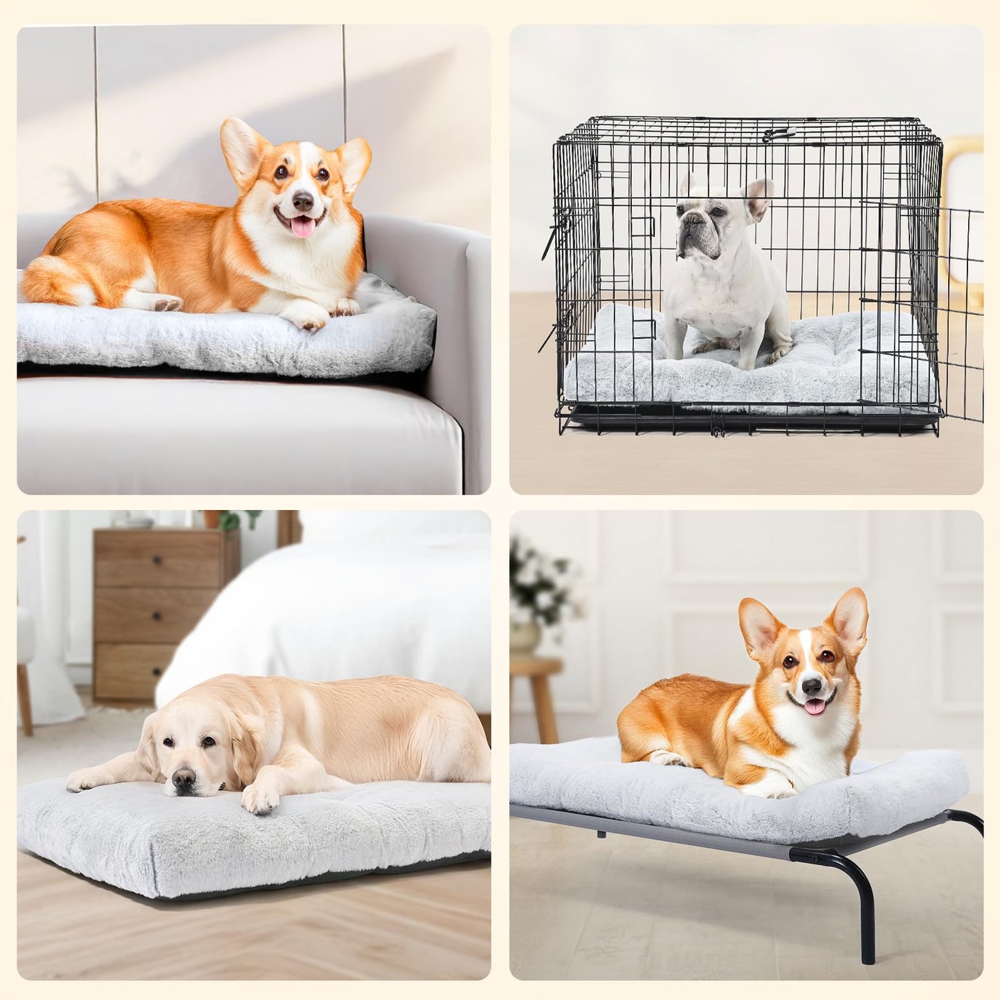 Amazon Basics Large Dog Bed for Crate, Washable Large Dog Mat for Pet Kennel, Anti-Slip, 42x28x4 Inches