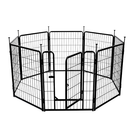 Amazon Basics Dog Playpen, 8 Panels Metal Fence with Door, Foldable for Indoor and Outdoor Use, Suitable for Small to Medium Sized Dogs, 30 Inch Height, Black