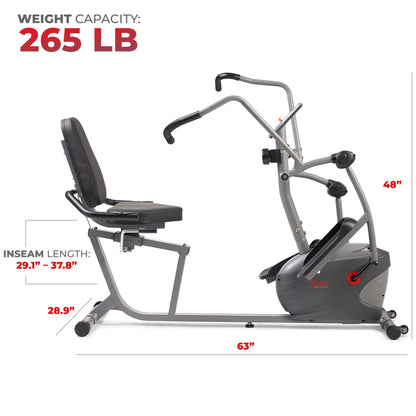 Sunny Health & Fitness Elliptical Recumbent Cardio Bike, Cross Trainer Cycle for Indoor Arm/Leg Home Exercise, Dual Stationary Handlebars Plus Easy Access Seat for Adults & Seniors w/App Connection