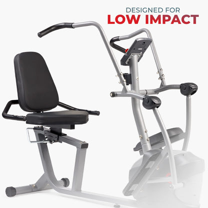 Sunny Health & Fitness Elliptical Recumbent Cardio Bike, Cross Trainer Cycle for Indoor Arm/Leg Home Exercise, Dual Stationary Handlebars Plus Easy Access Seat for Adults & Seniors w/App Connection