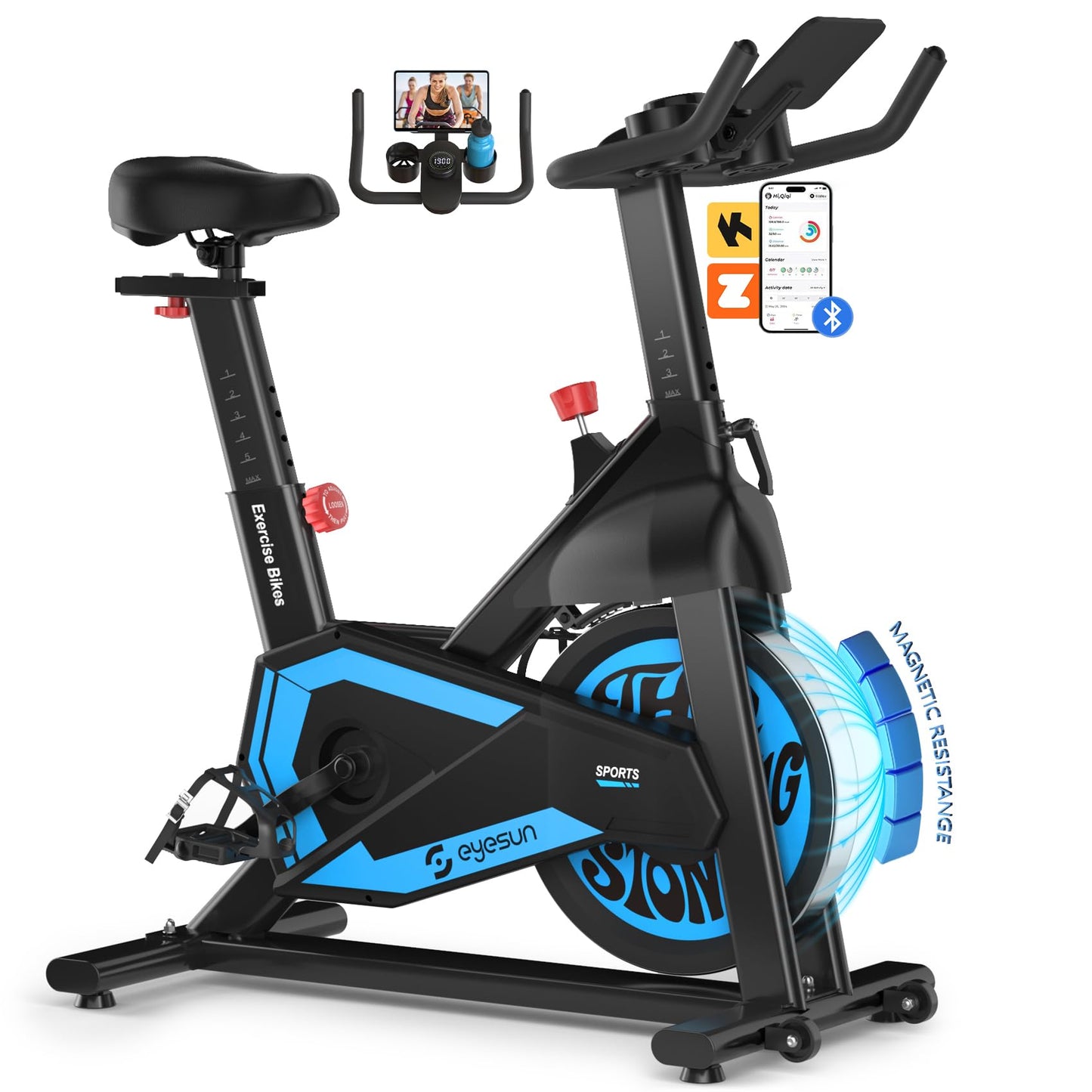 Exercise Bikes for Home,Indoor Cycling Bike with Adjustable Magnetic,Brake Pad Resistance Silent Belt Drive,330lbs Weight Capacity &Upgraded Version Seat for Home Cardio&Weight Loss