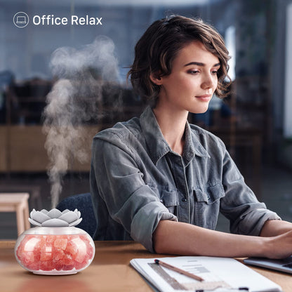 Essential Oil Diffusers Aromatherapy Diffuser: Vyaime Salt Lamp Diffuser for Home Bedroom Office, Pink Crystal Himalayan Cute Lotus Auto Shut-Off 7 Colors LED Night Light - V1103