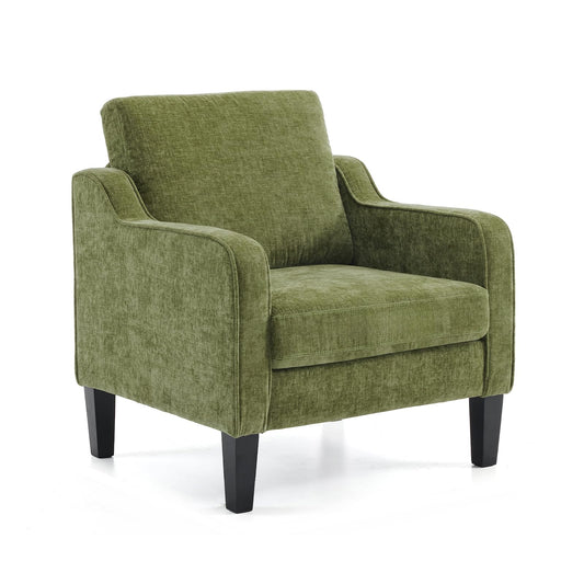VINGLI Accent Chair for Living Room Chairs Olive Green Reading Chair for Bedroom Scooped Arm Chair Mid Century Modern Accent Chairs Upholstered Comfy Chair for Apartment, Waiting Room