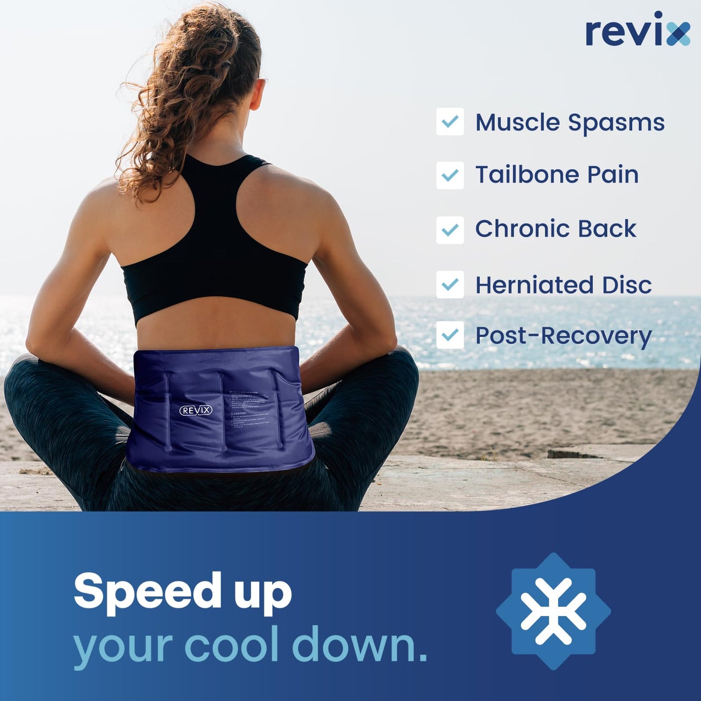 REVIX Ice Pack for Injuries Reusable Gel for Lower Back, Cold Packs for Back Shoulder, Elbow, Hip, Leg, Wrap Around Entire Knee, Soft Cold Compress,16 × 9" Navy