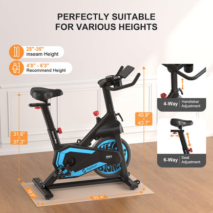 Exercise Bikes for Home,Indoor Cycling Bike with Adjustable Magnetic,Brake Pad Resistance Silent Belt Drive,330lbs Weight Capacity &Upgraded Version Seat for Home Cardio&Weight Loss
