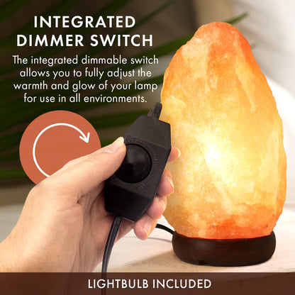 The Body Source Himalayan Salt Lamp 10-12 Inches (11-15lb) | Includes Dimmer Switch | Natural Salt Rock Lamp with Handcrafted Wooden Base & Night Light (Bulb Replacement)