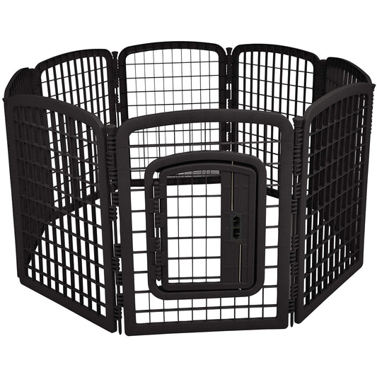 Amazon Basics 8-Panel Octagonal Plastic Pet Pen Fence Enclosure With Gate - 34 inches, Black