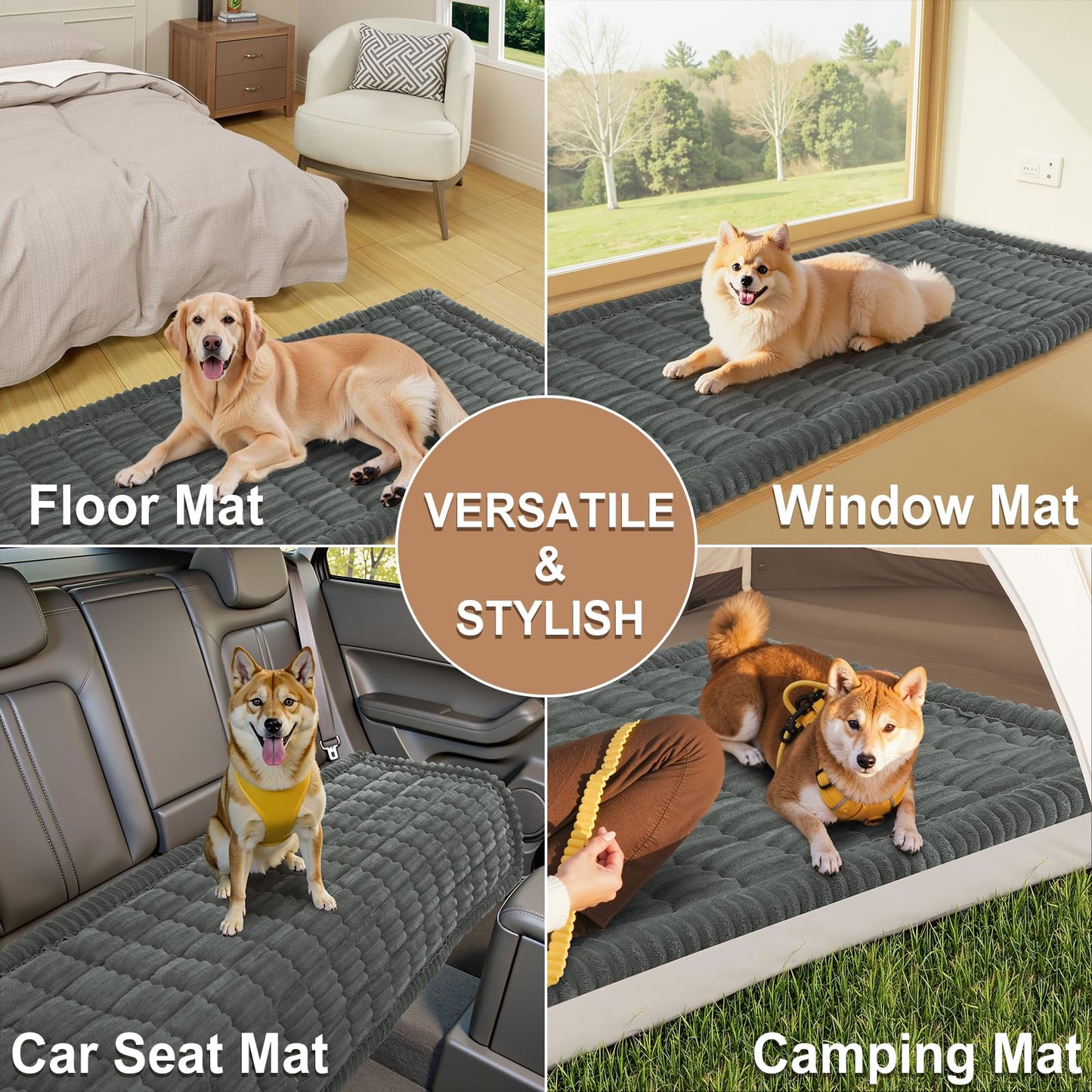 Smiry Couch Cover for Dogs Washable, Non Slip Fuzzy Pet Couch Covers for 3 Cushion Sofa Pet Friendly, Thick Soft Sofa Slipcovers Cushion Protector (Dark Grey, 27.6" x 59")