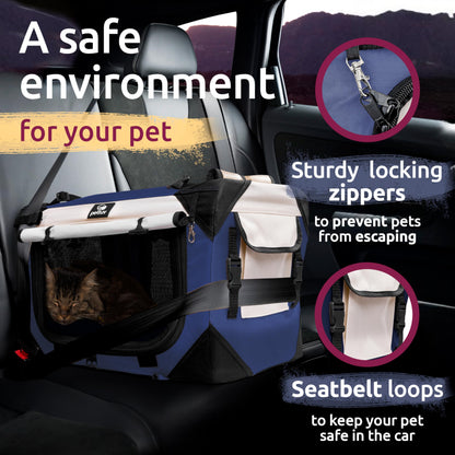 PetLuv Cat & Dog Pet Carrier, Soft-Sided, Large 24"x16"x16", Fits Large Cat, 2 Cats, or Medium Dog Comfortably, Great for Travel & Vet Visits, Privacy Windows, Removable Bed, Locking Zippers, Foldable