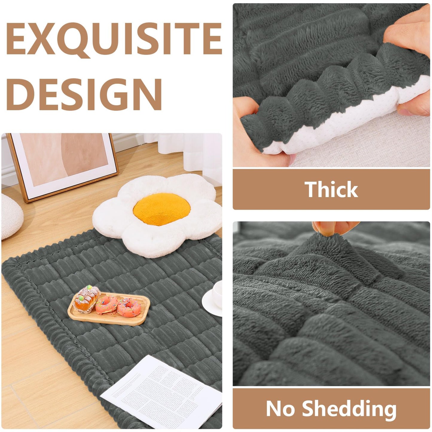 Smiry Couch Cover for Dogs Washable, Non Slip Fuzzy Pet Couch Covers for 3 Cushion Sofa Pet Friendly, Thick Soft Sofa Slipcovers Cushion Protector (Dark Grey, 27.6" x 59")