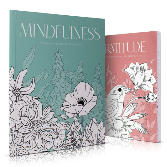Beautiful Adult Coloring Book Set of 2 for Relaxation - Gratitude and Mindfulness Books with Inspirational Quotes Making it a Great Gift - Perfect Stress-Relieving Books Fun to Color for Women