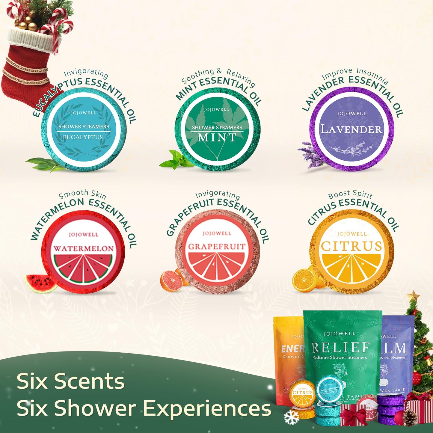 JoJowell Shower Steamers Aromatherapy - 18 Pack Birthday Gifts for Women, Self Care, Christmas Gifts Stocking Stuffers for Adults, Women, Men, Mom, Teens, White Elephant, Relaxation Home SPA