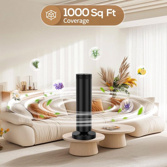 Dakomoda Waterless Diffuser with 90ML Essential Oils, Covers 1000 Sq Ft, Diffusers for Home Hotel, Adjustable Mist & Timer, Scent Diffuser Starter Kit with Night Light, Black