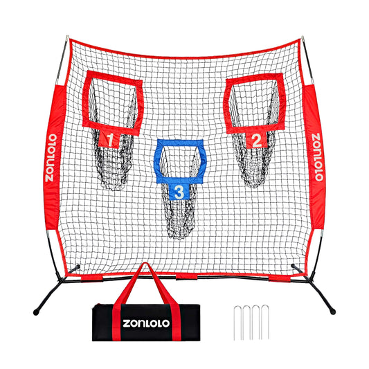 Zonlolo 6x6ft Football Training Net, Football Throwing Net with 3 Target Pockets, Portable QB Throwing Practice Equipment with Small Carry Bag,Most Suitable for Kids