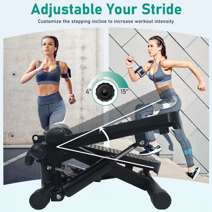 Stepper Exercise, Mini Stair, Under Desk Bike Pedal, LCD Monitor, Resistance Bands