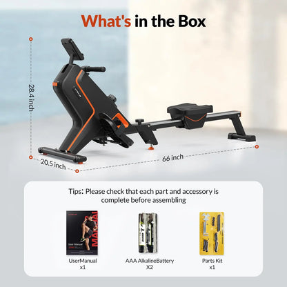 Magnetic, Water Rowing Machine,16 Levels, Foldable, Compact