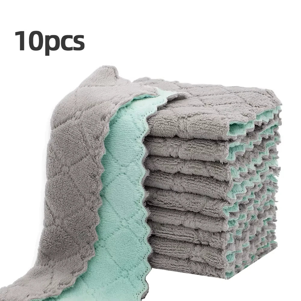10pcs Microfiber Dish Cloths, Multi Purpose Dishwashing Towels, Double Sided Cleaning Rags