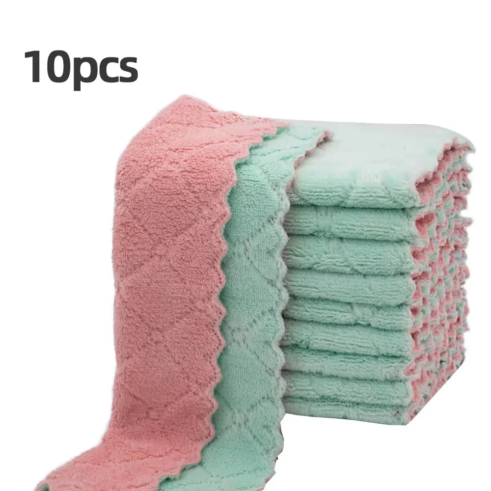 10pcs Microfiber Dish Cloths, Multi Purpose Dishwashing Towels, Double Sided Cleaning Rags