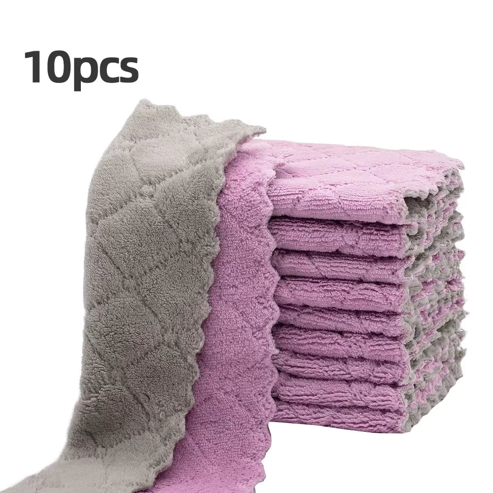10pcs Microfiber Dish Cloths, Multi Purpose Dishwashing Towels, Double Sided Cleaning Rags