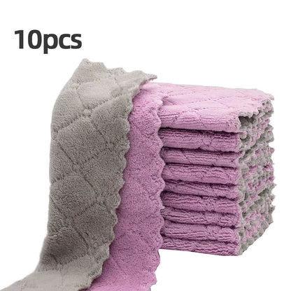 10pcs Microfiber Dish Cloths, Multi Purpose Dishwashing Towels, Double Sided Cleaning Rags