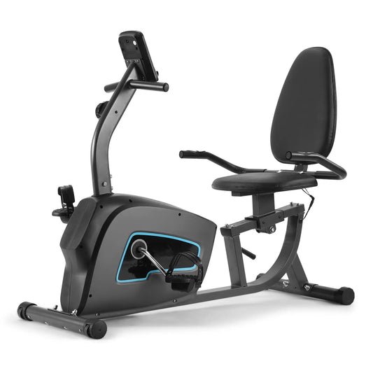 Recumbent Exercise Bike, Quiet 8 Levels, Heart Rate Handle