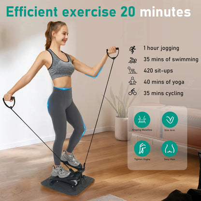 Stepper Exercise, Mini Stair, Under Desk Bike Pedal, LCD Monitor, Resistance Bands