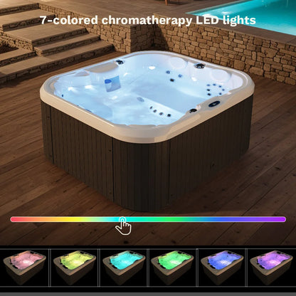 2 To 4 Person 25-Jet Outdoor Hot Tub, Intelligent Control, Water Purification, Family Spa