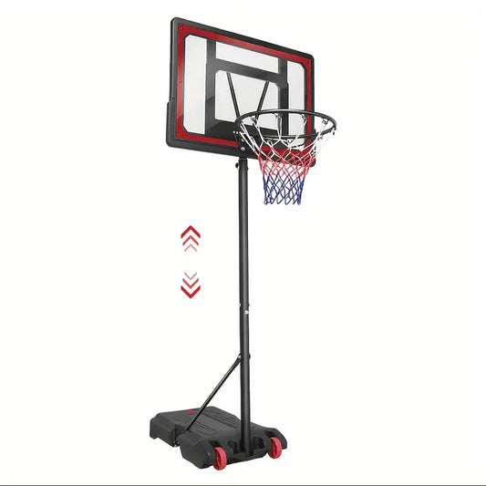 Adjustable Height 5.5-7" Basketball Stand, 44" Shatterproof Backboard - Portable, Wheeled Base