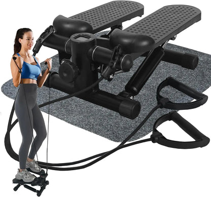 Stepper Exercise, Mini Stair, Under Desk Bike Pedal, LCD Monitor, Resistance Bands