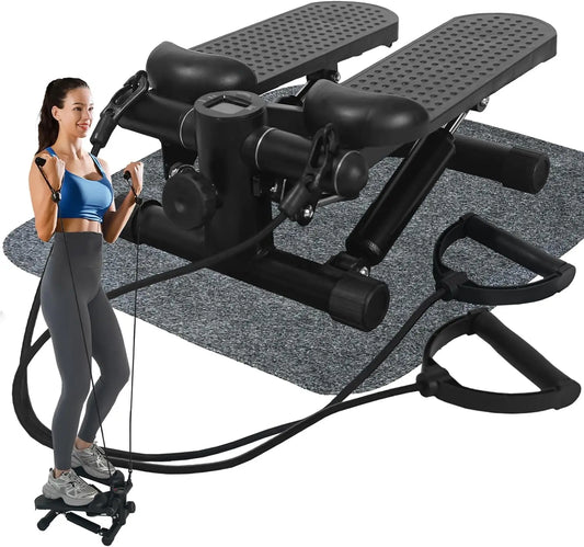 Stepper Exercise, Mini Stair, Under Desk Bike Pedal, LCD Monitor, Resistance Bands