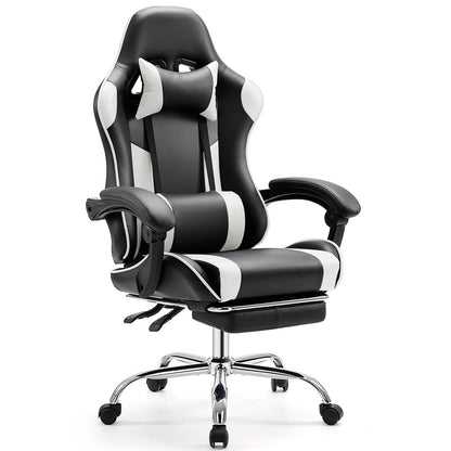 JHK Ergonomic Racing Gaming Chair Adjustable Swivel PU Leather with Headrest and Lumbar Support
