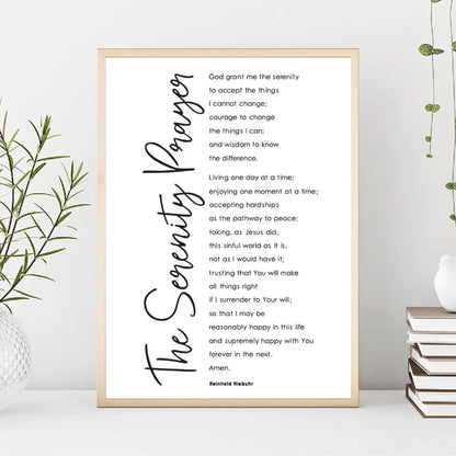 The Serenity Prayer Bible Verse Quote Poster, Christian Wall Art, Canvas Print