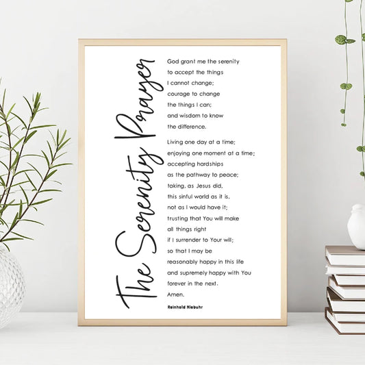 The Serenity Prayer Bible Verse Quote Poster, Christian Wall Art, Canvas Print