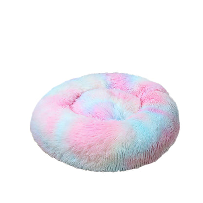 Donut Dog/Cat Calming Bed, Warm Soft Long Plush, Washable
