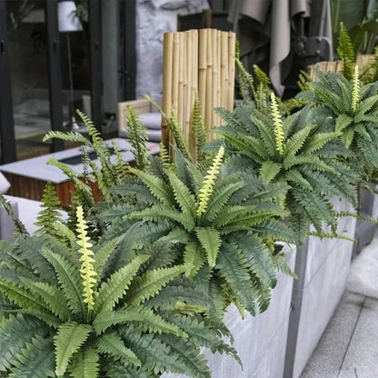 Realistic Boston Ferns, Artificial, UV Resistant Fake Greenery, Door Porch Decors