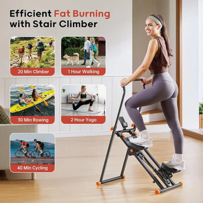 Foldable Stair Stepper Machine, Vertical Stair Climber, Home/Gym, Full-Body Cardio Workout Equipment, Adjustable Handlebar