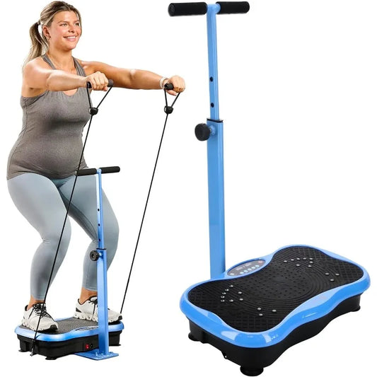 Vibration Plate, Adjustable Handlebar, Resistance Bands, Bluetooth, Lymphatic Drainage, Relieve Pain, Help Sleep, Fat Burning & Weight Loss