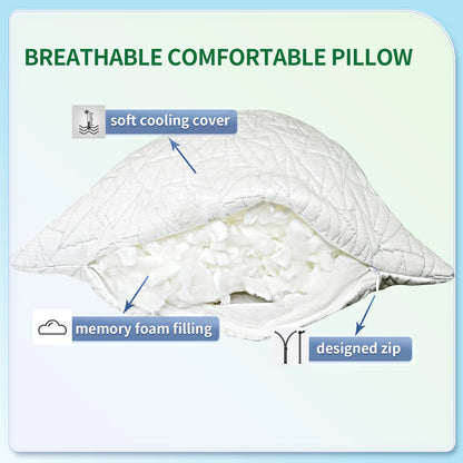 Memory Foam Body Pillow, Fluffy, Large, Long For Sleeping - 20x54 inch, White