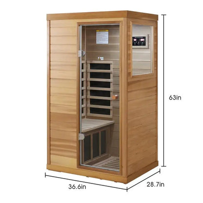 One-Person, Infrared Sauna, Right Glass Door, Indoor Use